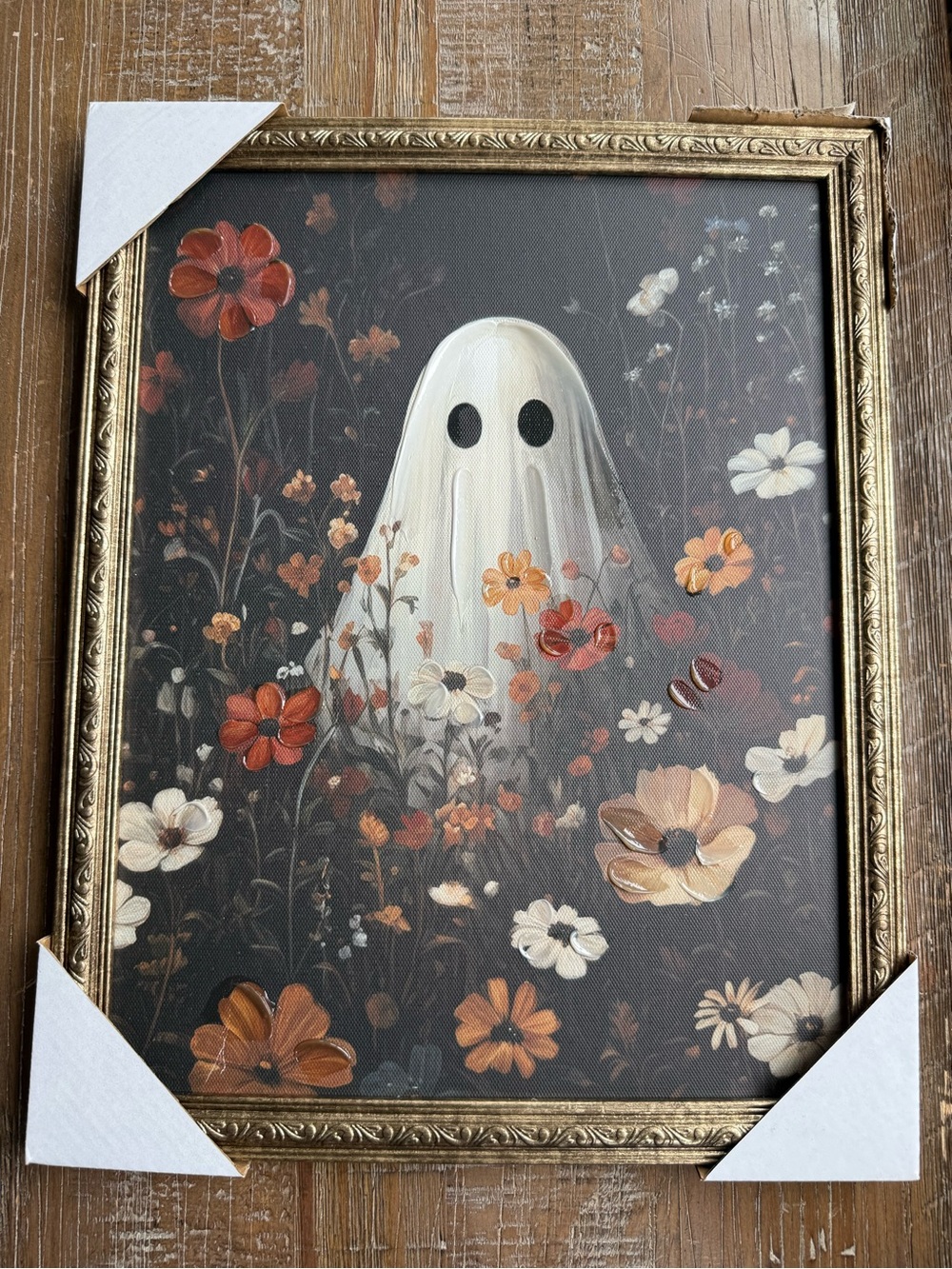 Framed Ghost Floral Wall Art - White & Brown